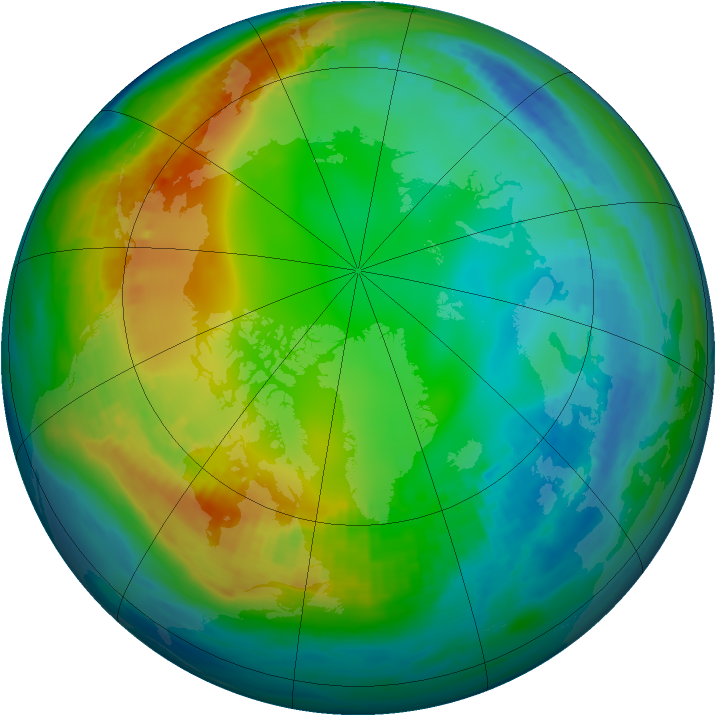 Arctic ozone map for 29 November 1986